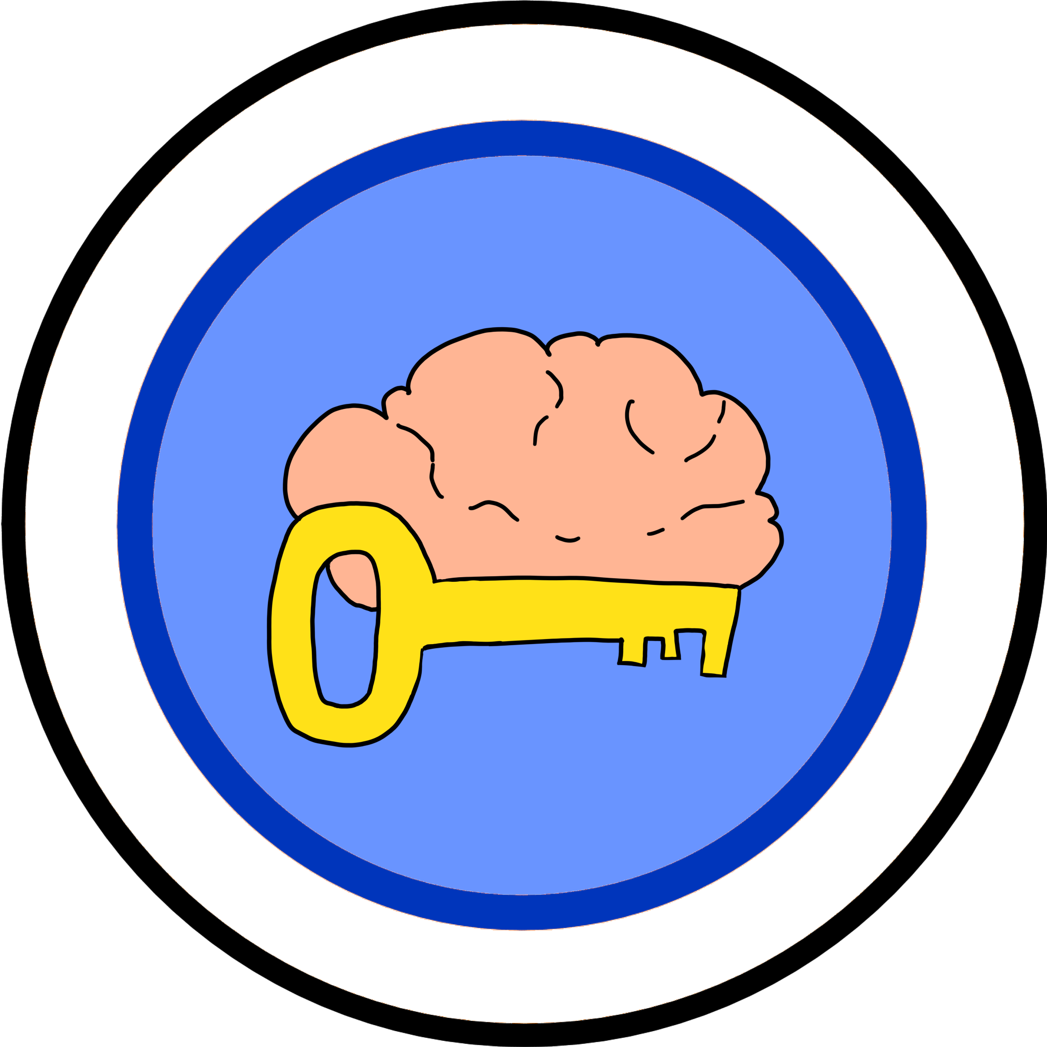 A small logo representing genius pass - consist of a key and a brain superimposed on top of each other
