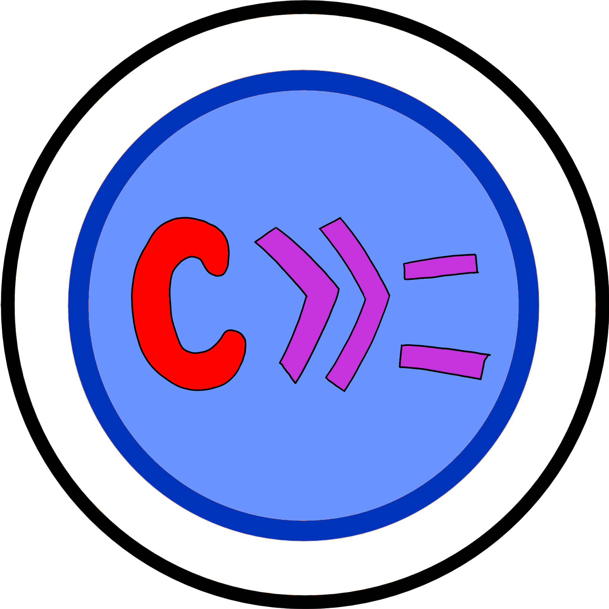 A small logo representing monadic-c-parsing - consist of a C character followed by the Haskell monad bind operator.