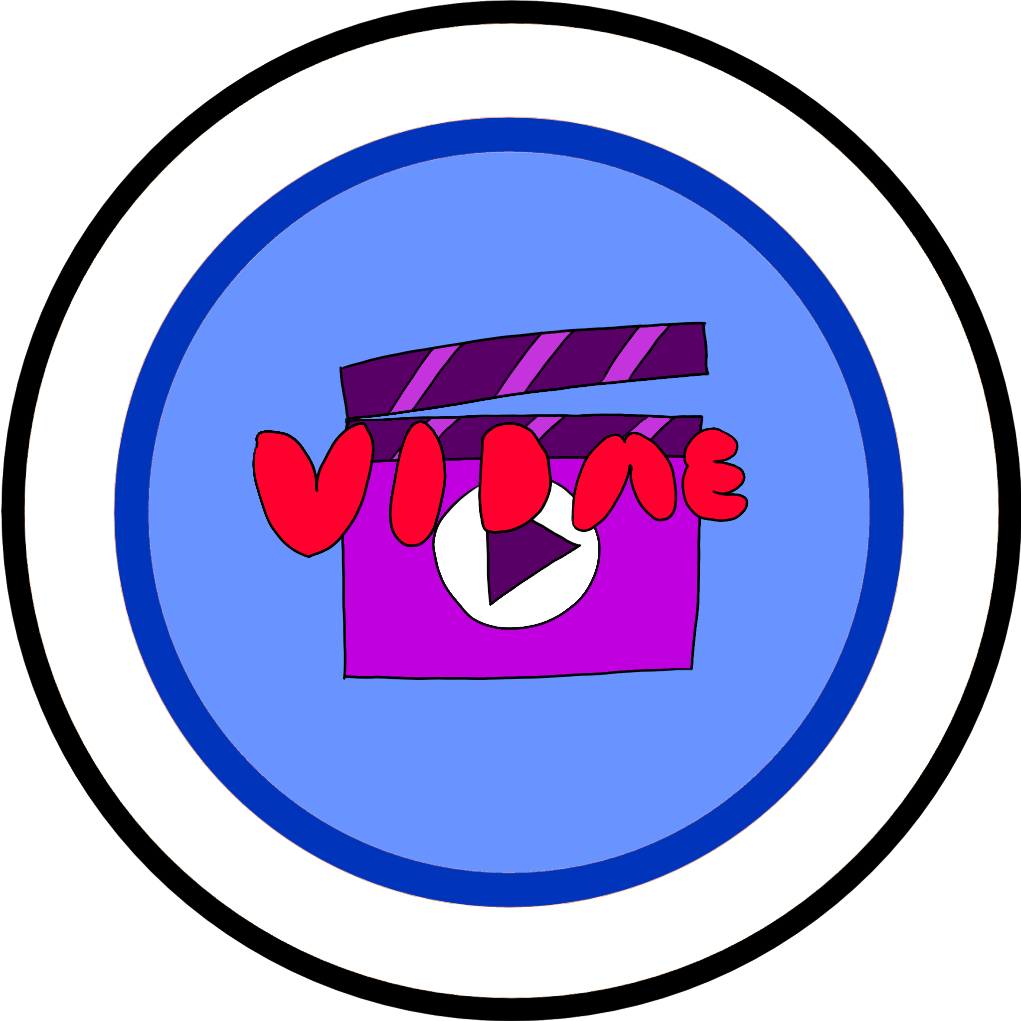 A small logo representing vidme-client - consist of a video-play board with the text vidme on top.